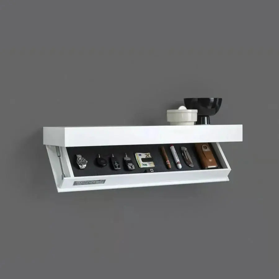 Floating Wall Shelf Hidden Compartment Solid Wood