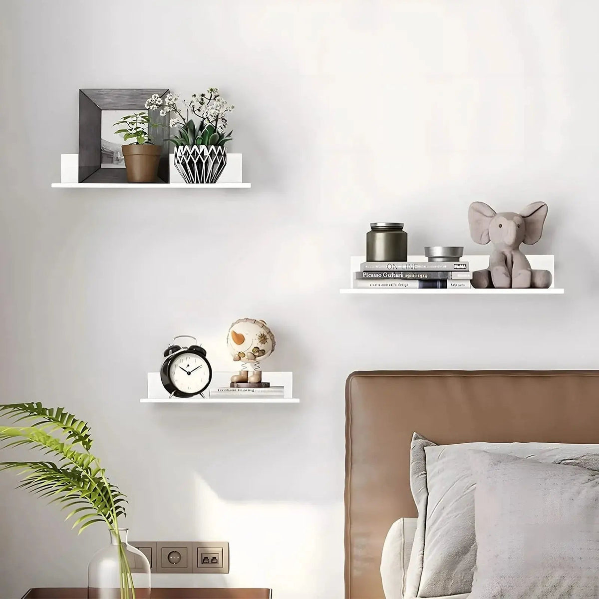Floating Wall Shelf Powder-Coated Metal Concealed Mounting