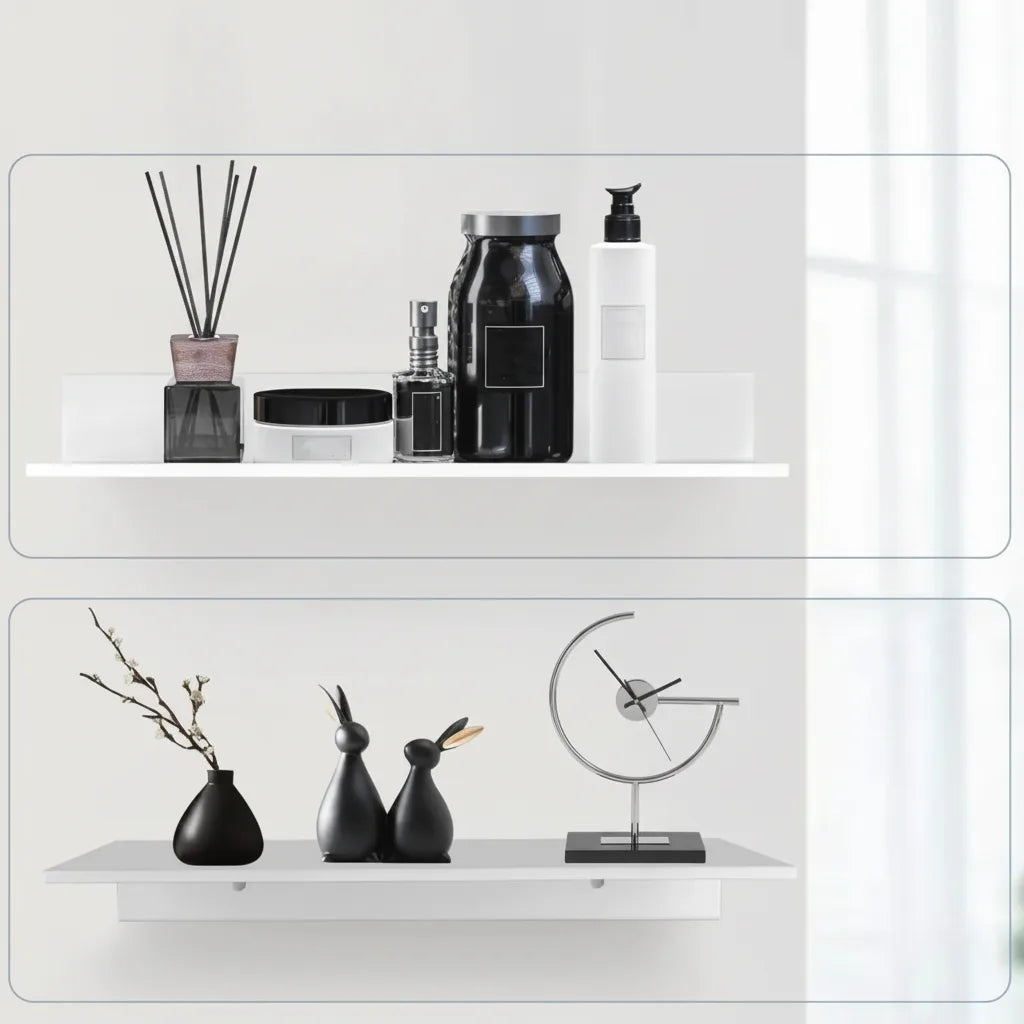 Floating Wall Shelf Powder-Coated Metal Concealed Mounting