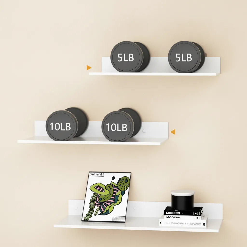 Floating Wall Shelf Powder-Coated Metal Concealed Mounting