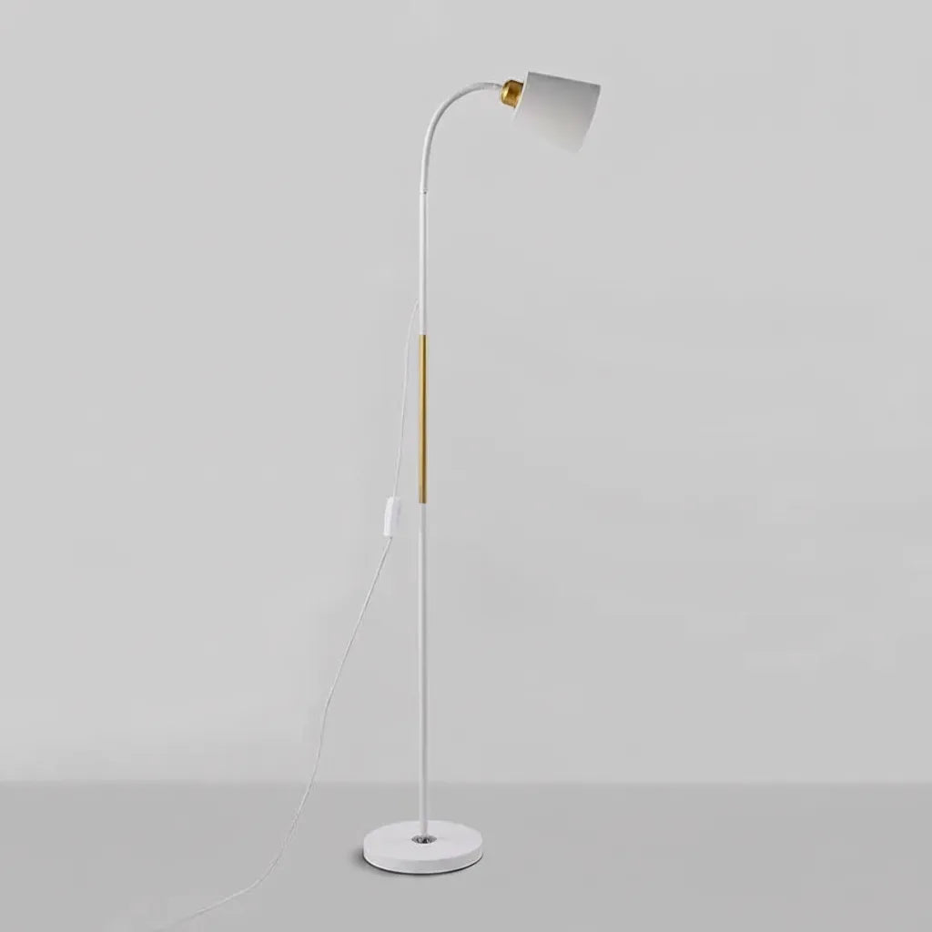 Floor Lamp Adjustable Head Forged Iron Base Fabric Shade