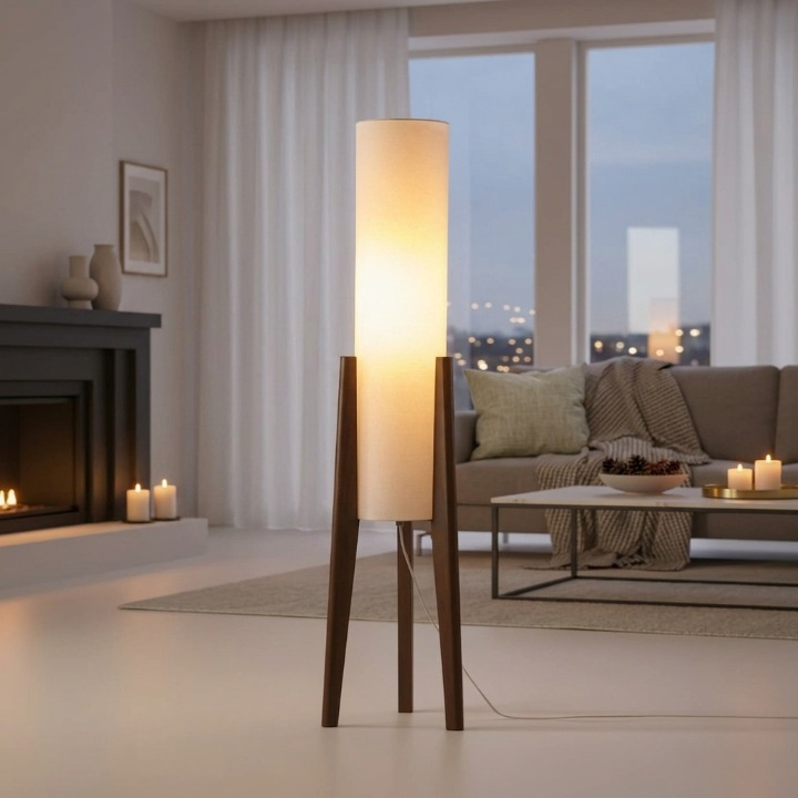 Floor Lamp Solid Walnut Tripod Touch Dimmer 3 Colors