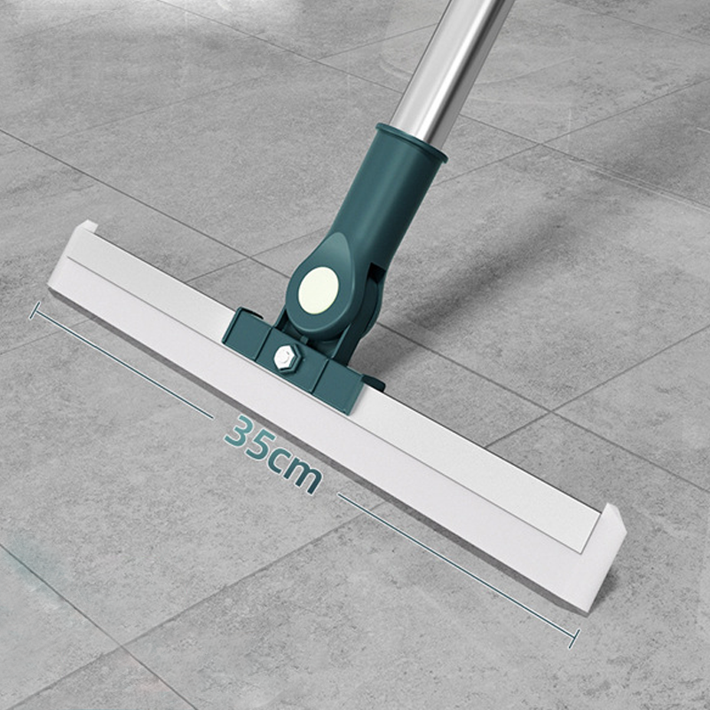 Floor Squeegee 180° Rotating Head Silicone Blade Telescopic Handle
