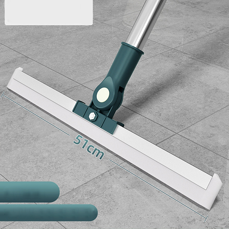 Floor Squeegee 180° Rotating Head Silicone Blade Telescopic Handle