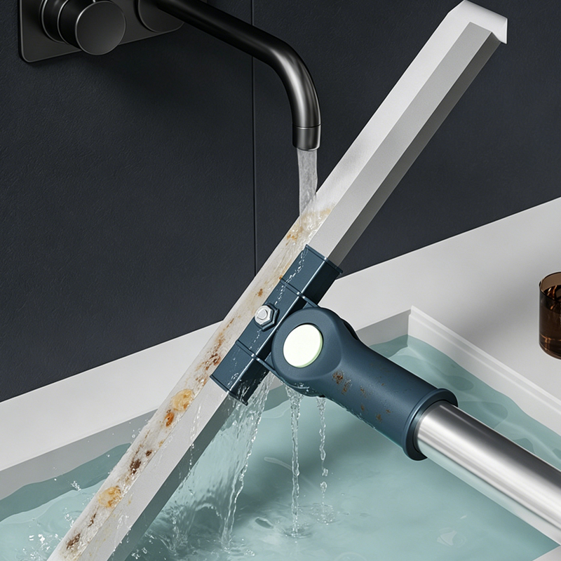 Floor Squeegee 180° Rotating Head Silicone Blade Telescopic Handle