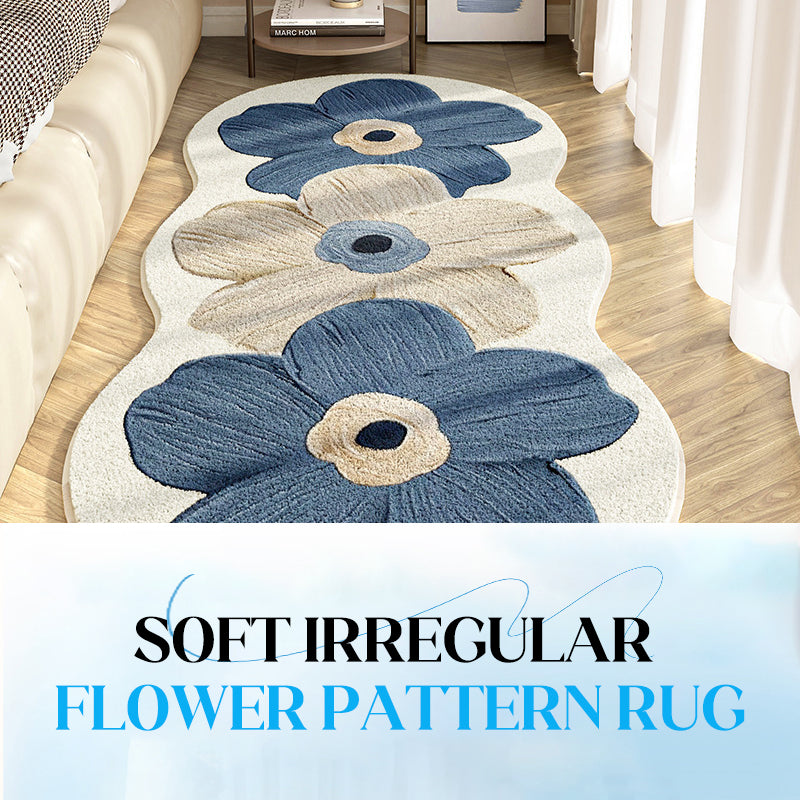 Floral Rug Large Flower Design Cashmere-Blend & Non-Slip Backing