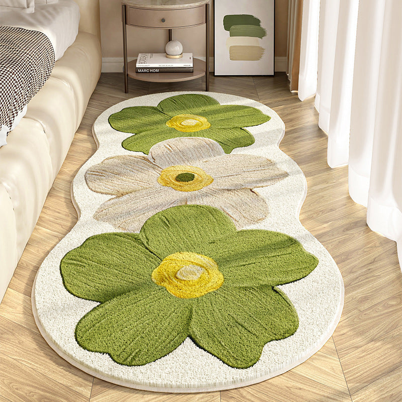 Floral Rug Large Flower Design Cashmere-Blend & Non-Slip Backing
