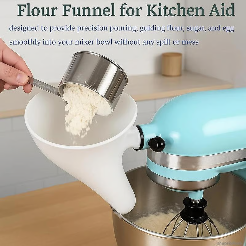Flour Funnel Mixer Attachment Wide Mouth & Guided Spout