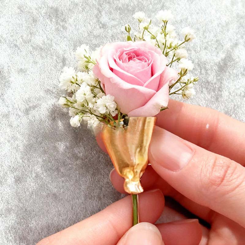 Flower Brooch Mini Bouquet Holder Safety Clasp