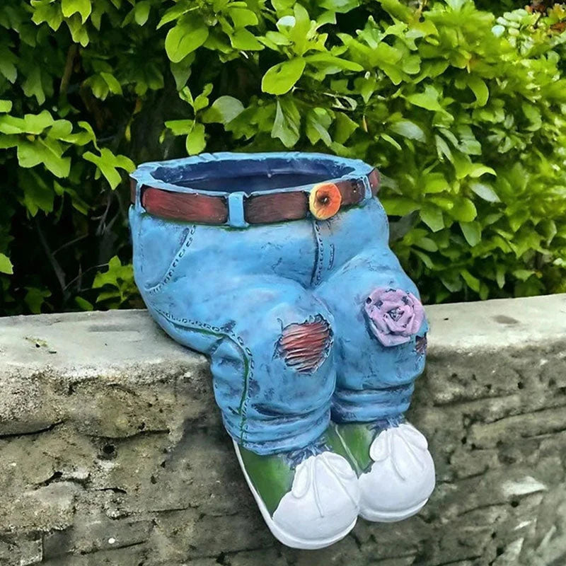 Flower Pot 3D Jeans Design Weatherproof Resin