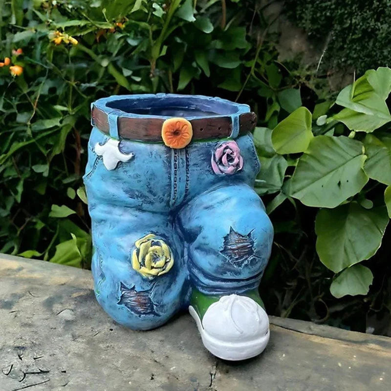 Flower Pot 3D Jeans Design Weatherproof Resin