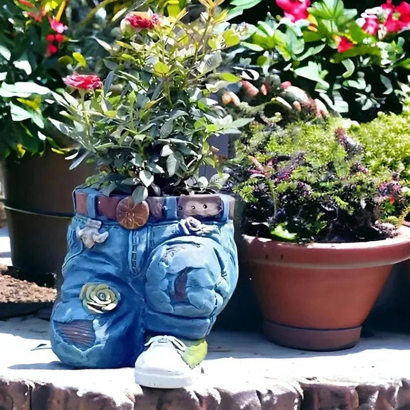 Flower Pot 3D Jeans Design Weatherproof Resin