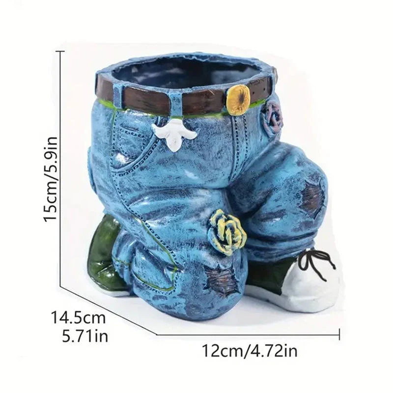 Flower Pot 3D Jeans Design Weatherproof Resin