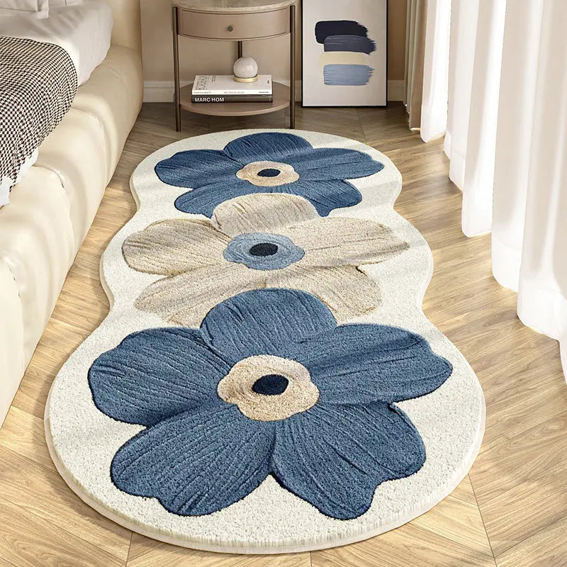 Flower Rug Irregular Shape Dense Pile Non-Slip Backing