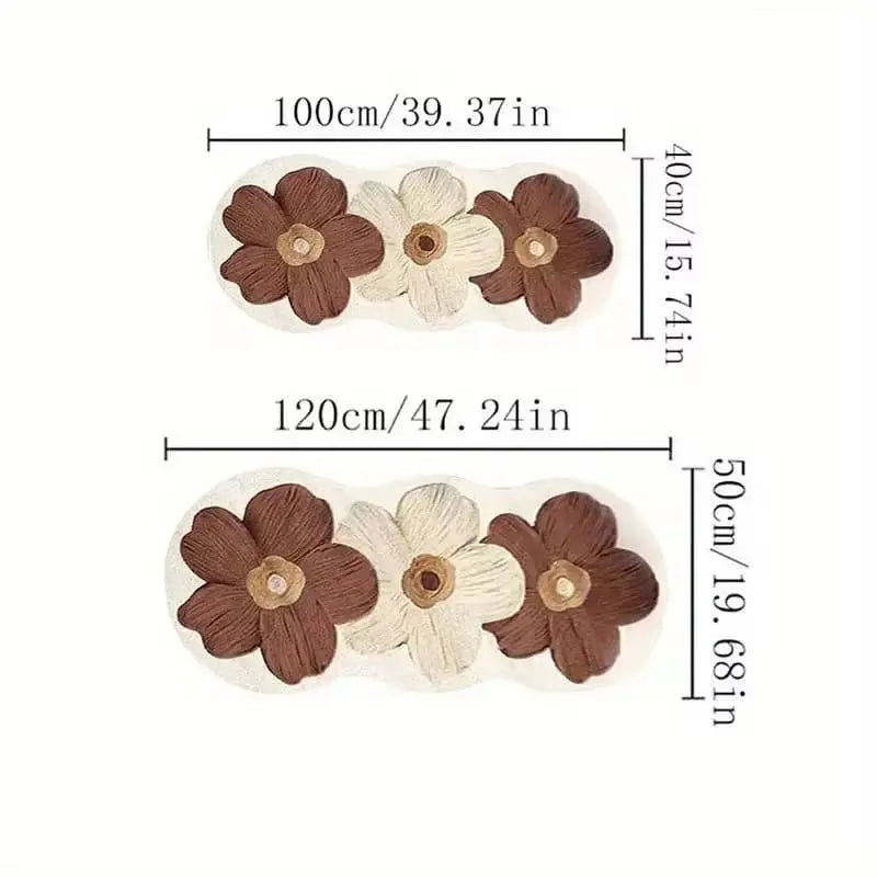Flower Rug Irregular Shape Dense Pile Non-Slip Backing