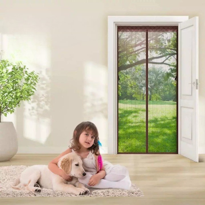 Fly Screen Door Self-Closing Magnetic Polyester 80×210 cm