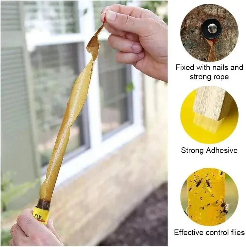 Fly Sticky Traps Double-Sided Adhesive Chemical-Free 40 Rolls
