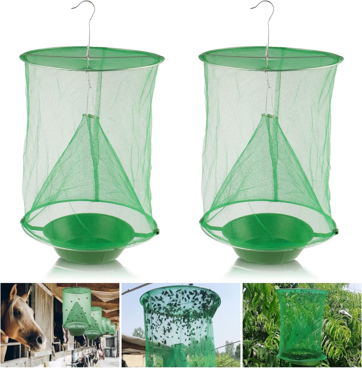Fly Trap Foldable Mesh Poison-Free Pet-Safe