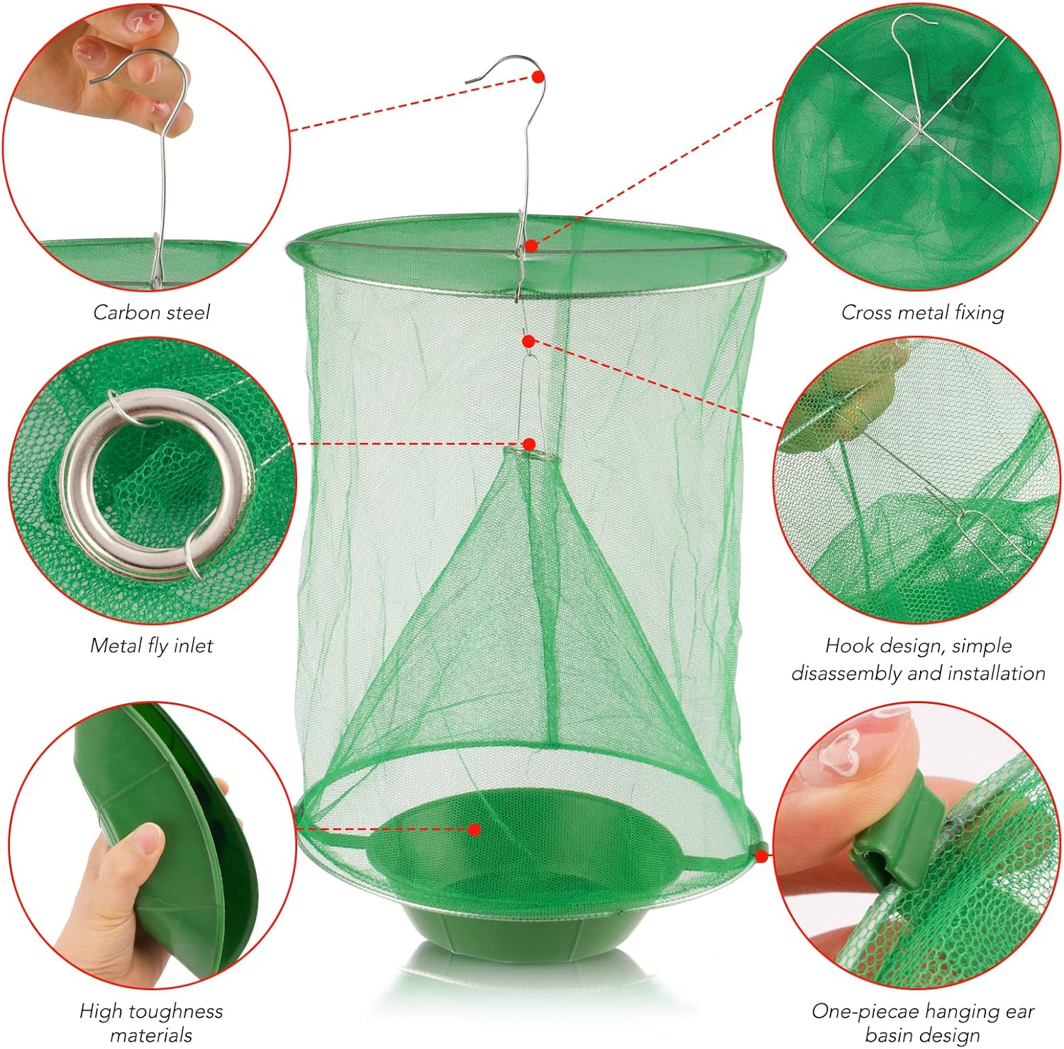 Fly Trap Foldable Mesh Poison-Free Pet-Safe