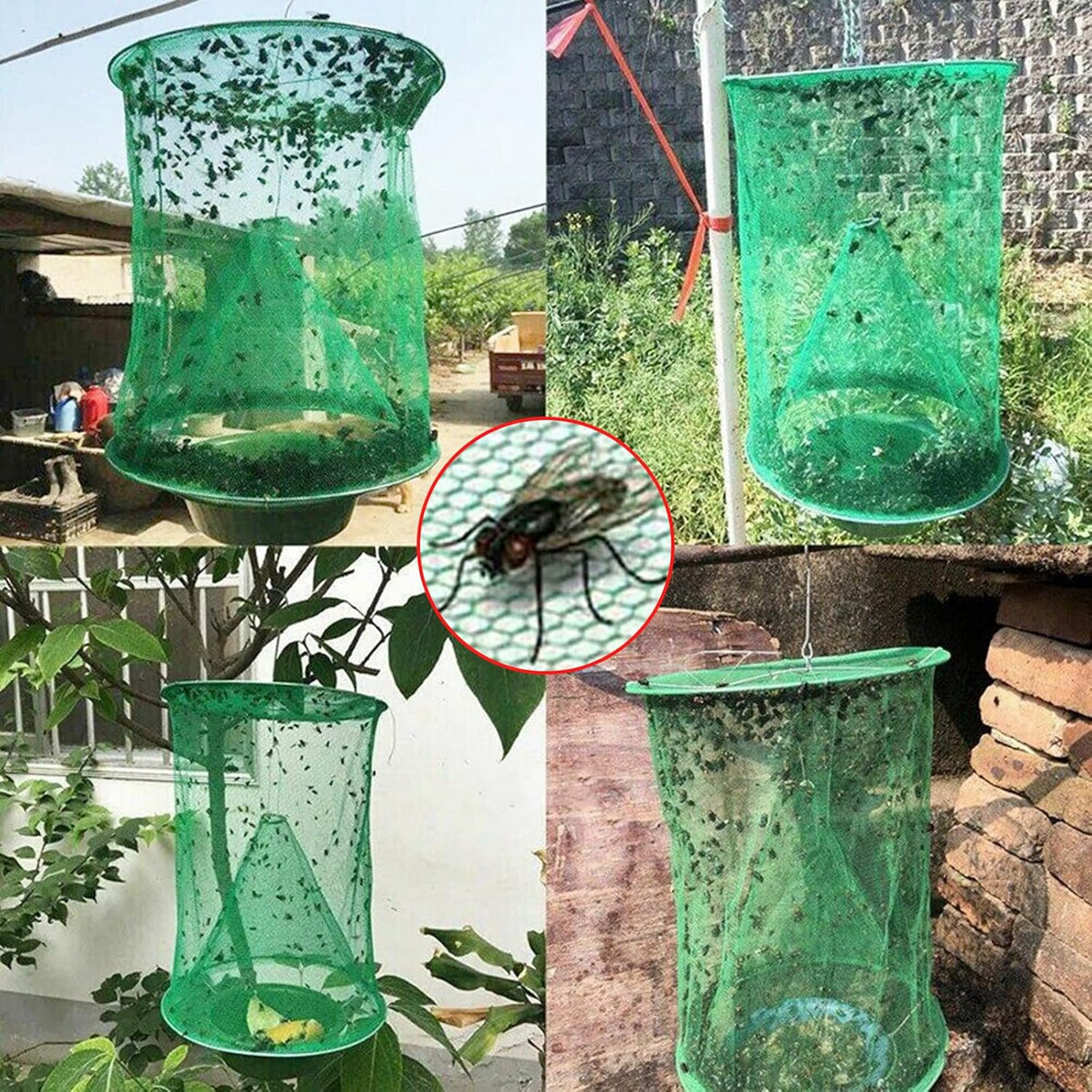 Fly Trap Foldable Mesh Poison-Free Pet-Safe
