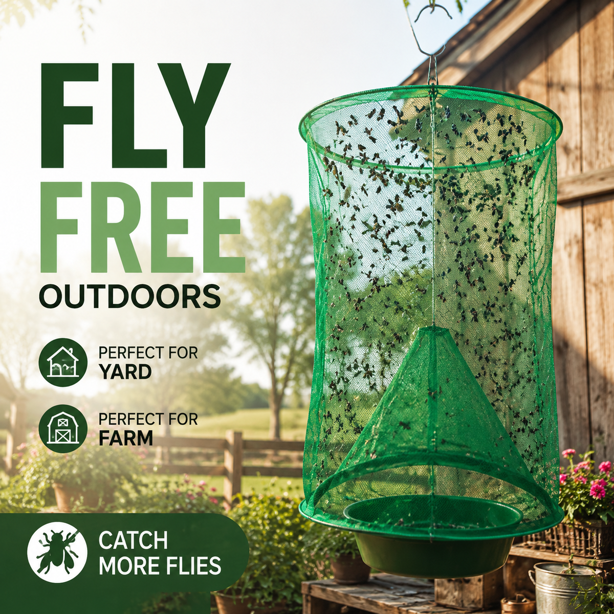 Fly Trap Wire Cage Non-Toxic High Capacity