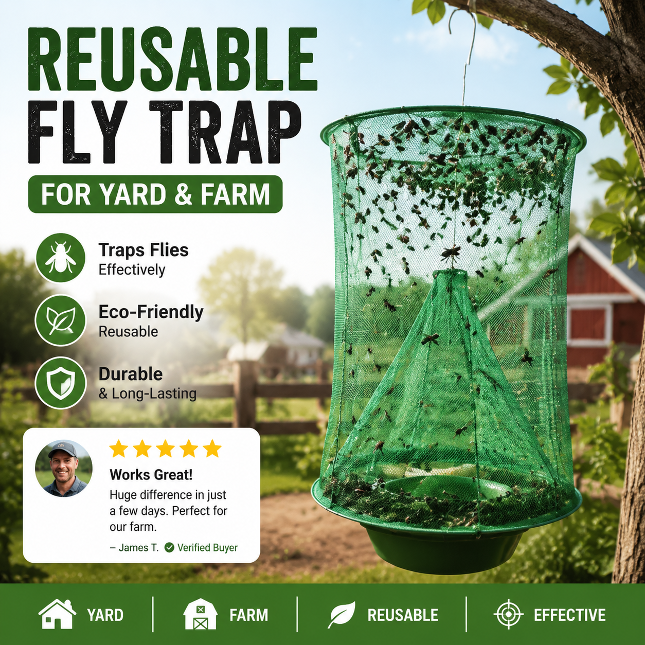 Fly Trap Wire Cage Non-Toxic High Capacity