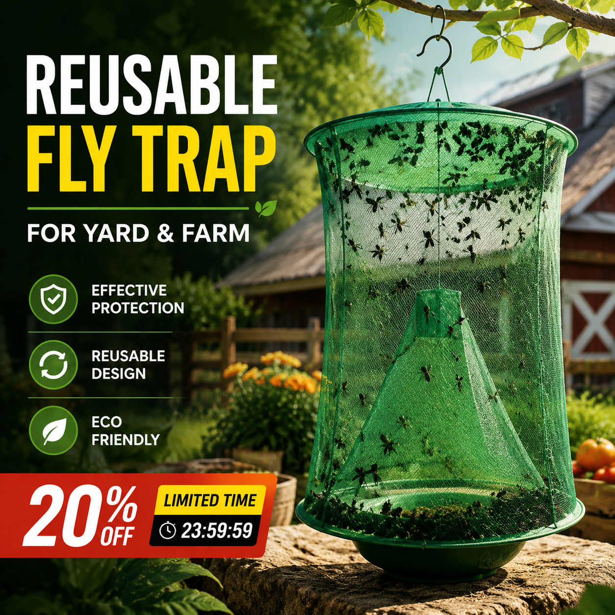 Fly Trap Wire Cage Non-Toxic High Capacity