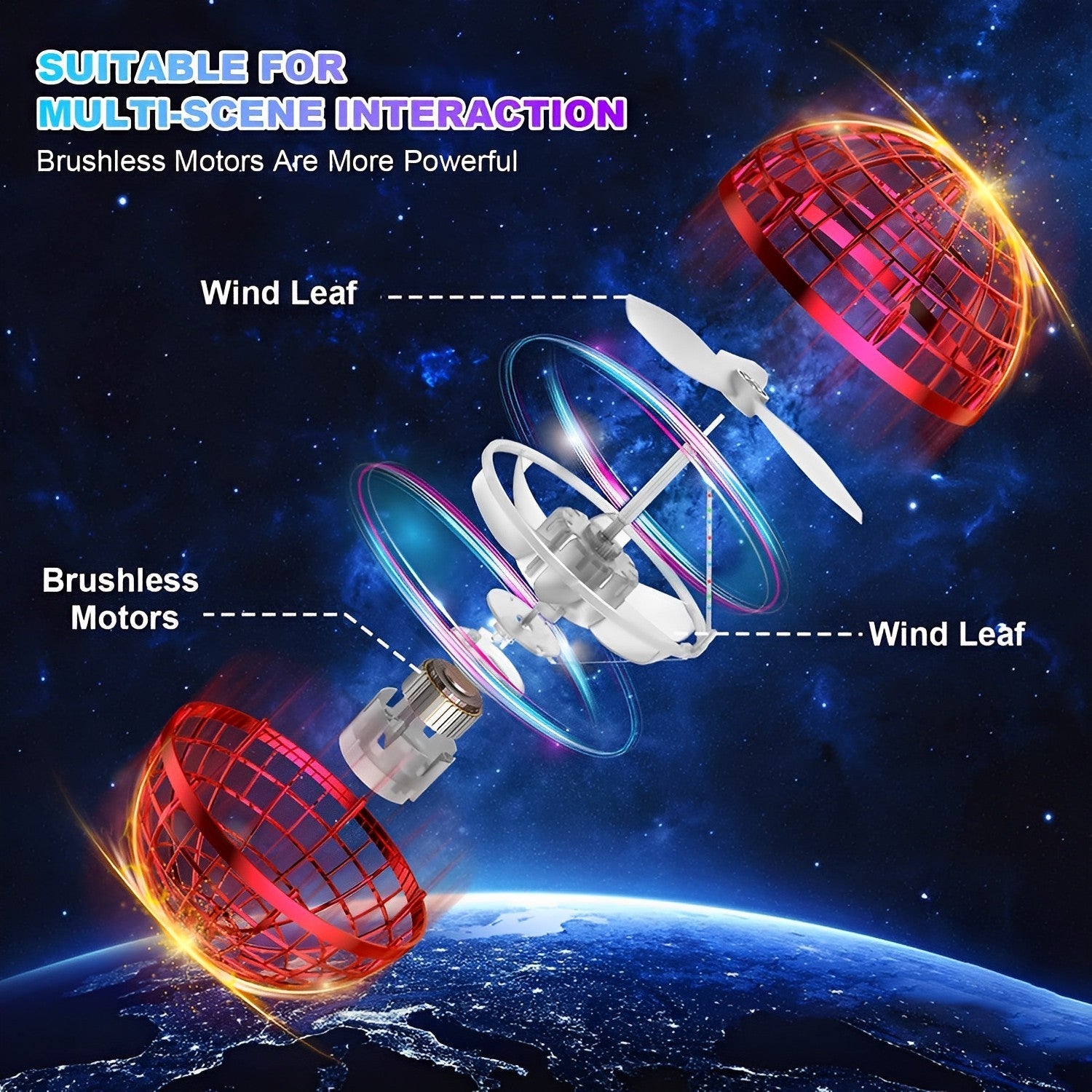 Flying Ball Toy USB Rechargeable & RGB LED