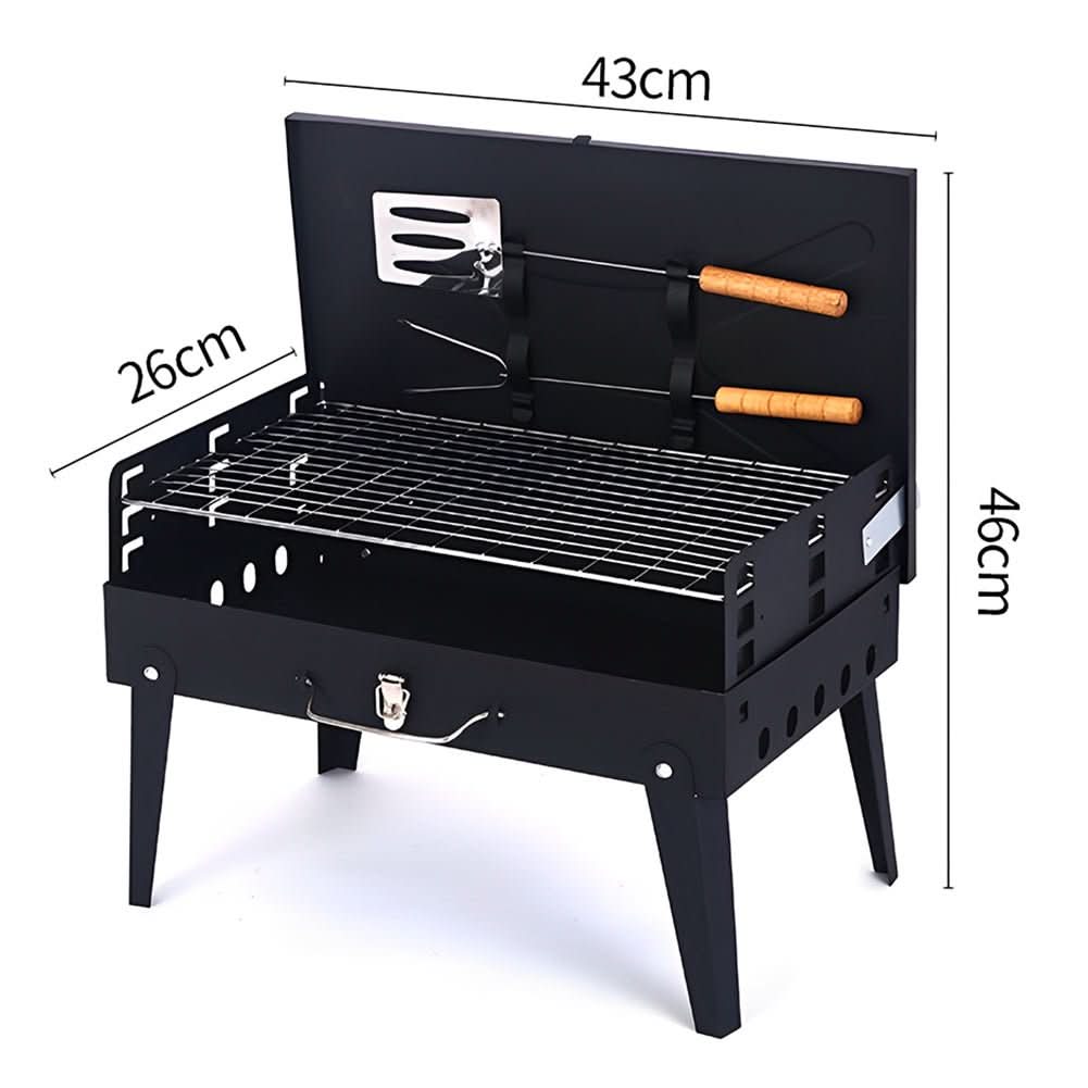 Foldable Grill Suitcase Portable Powder-Coated Steel & Stainless Grate
