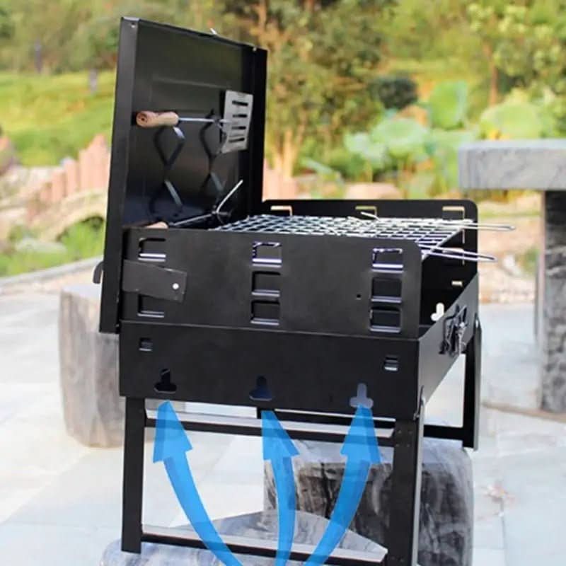 Foldable Grill Suitcase Portable Powder-Coated Steel & Stainless Grate