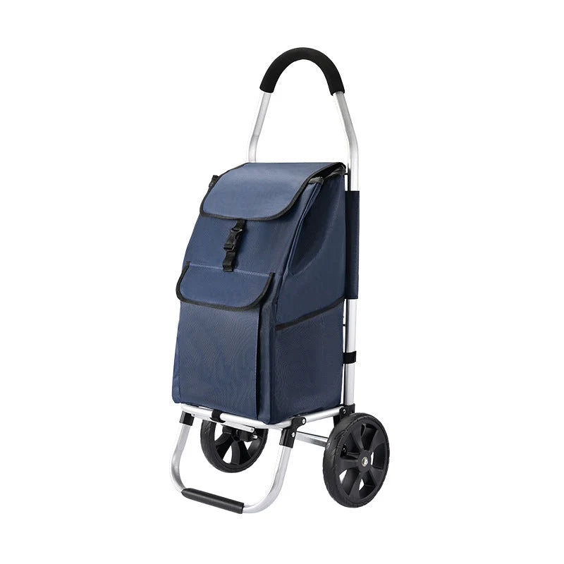 Foldable Shopping Trolley Aluminum Frame & Weather-Resistant Bag