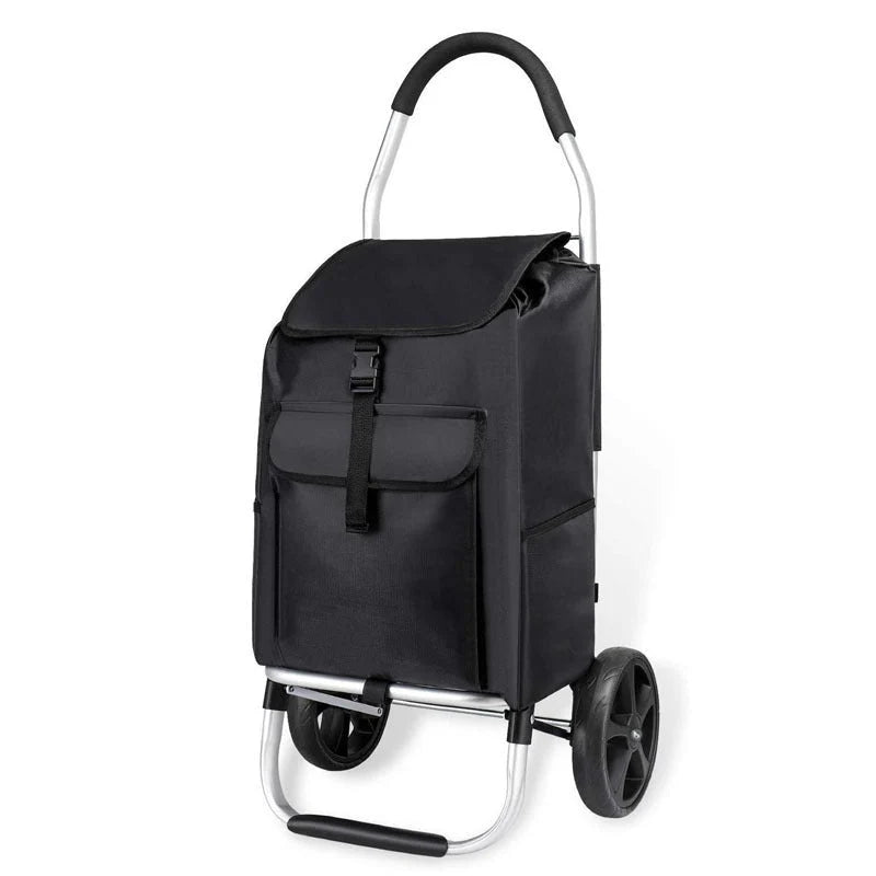 Foldable Shopping Trolley Aluminum Frame & Weather-Resistant Bag