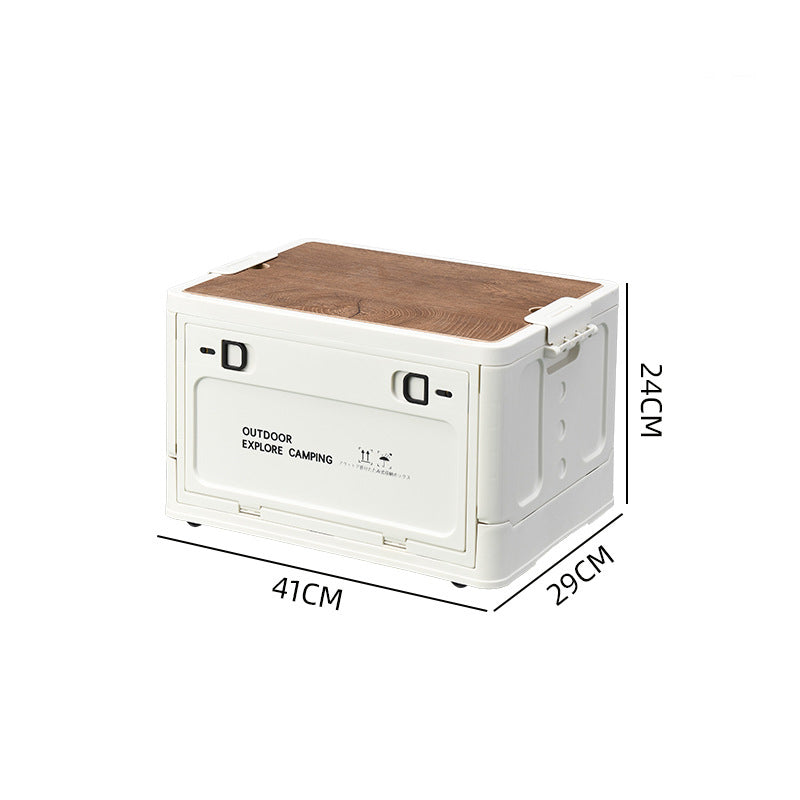 Foldable Storage Box Wooden Lid Stackable