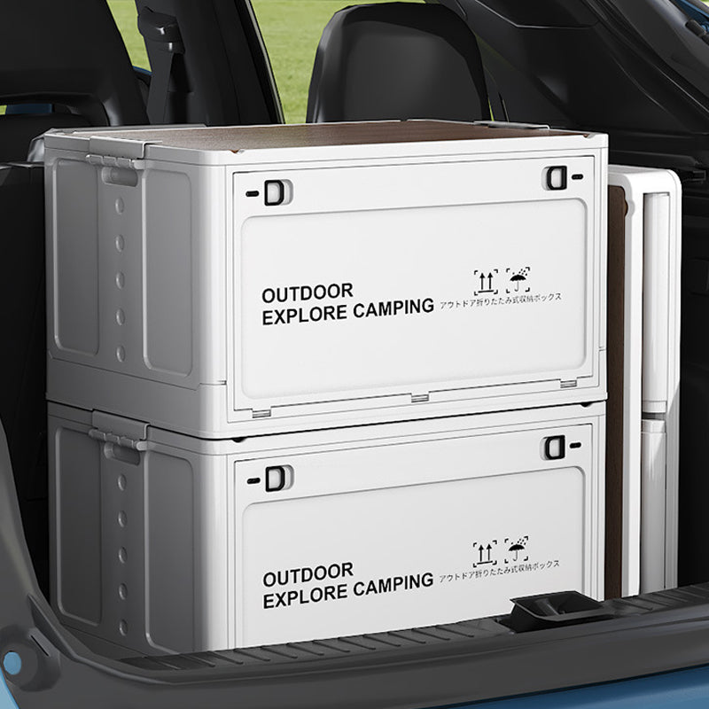 Foldable Storage Box Wooden Lid Stackable