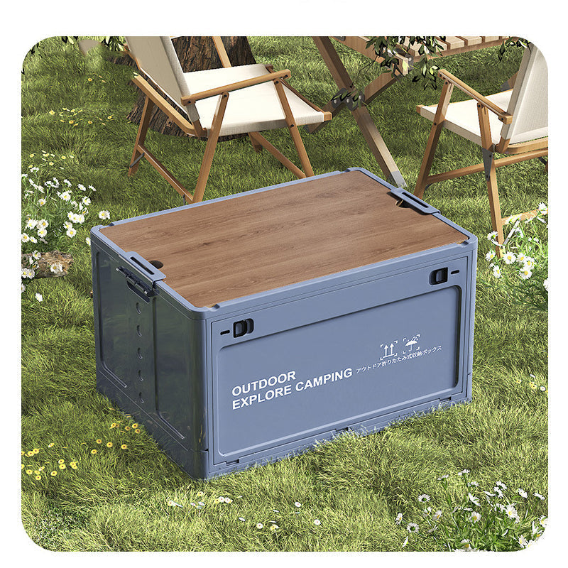 Foldable Storage Box Wooden Lid Stackable