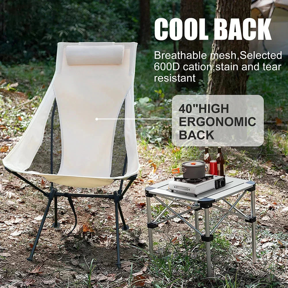 Folding Camping Chair Aluminum Frame & Water-Repellent 331 lb Capacity