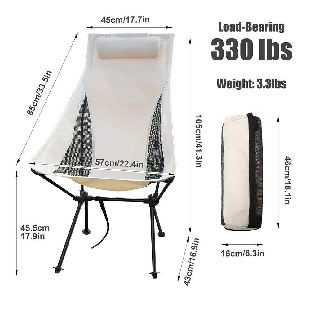 Folding Camping Chair Aluminum Frame & Water-Repellent 331 lb Capacity