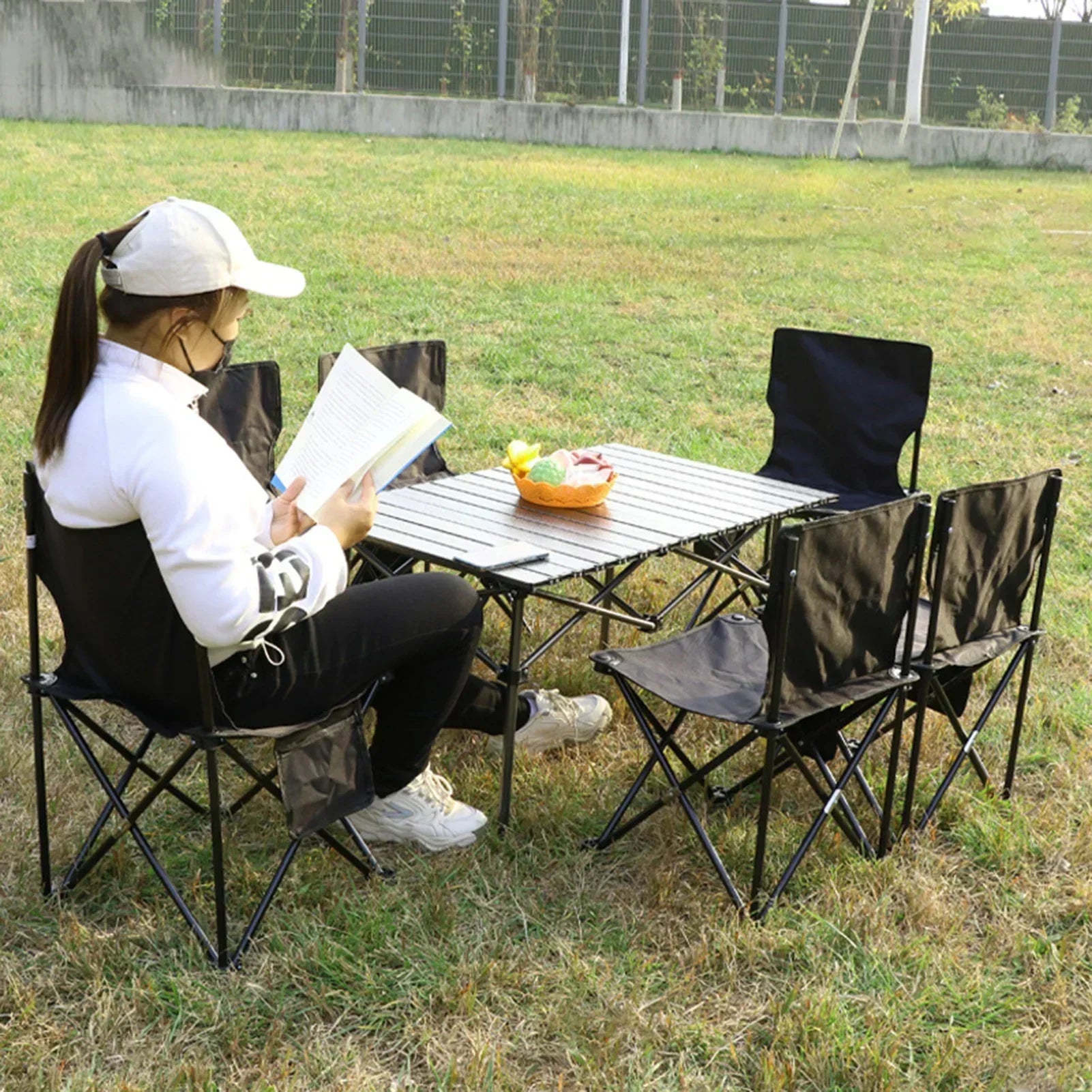 Folding Camping Chair Compact Nylon Oxford & Steel Frame