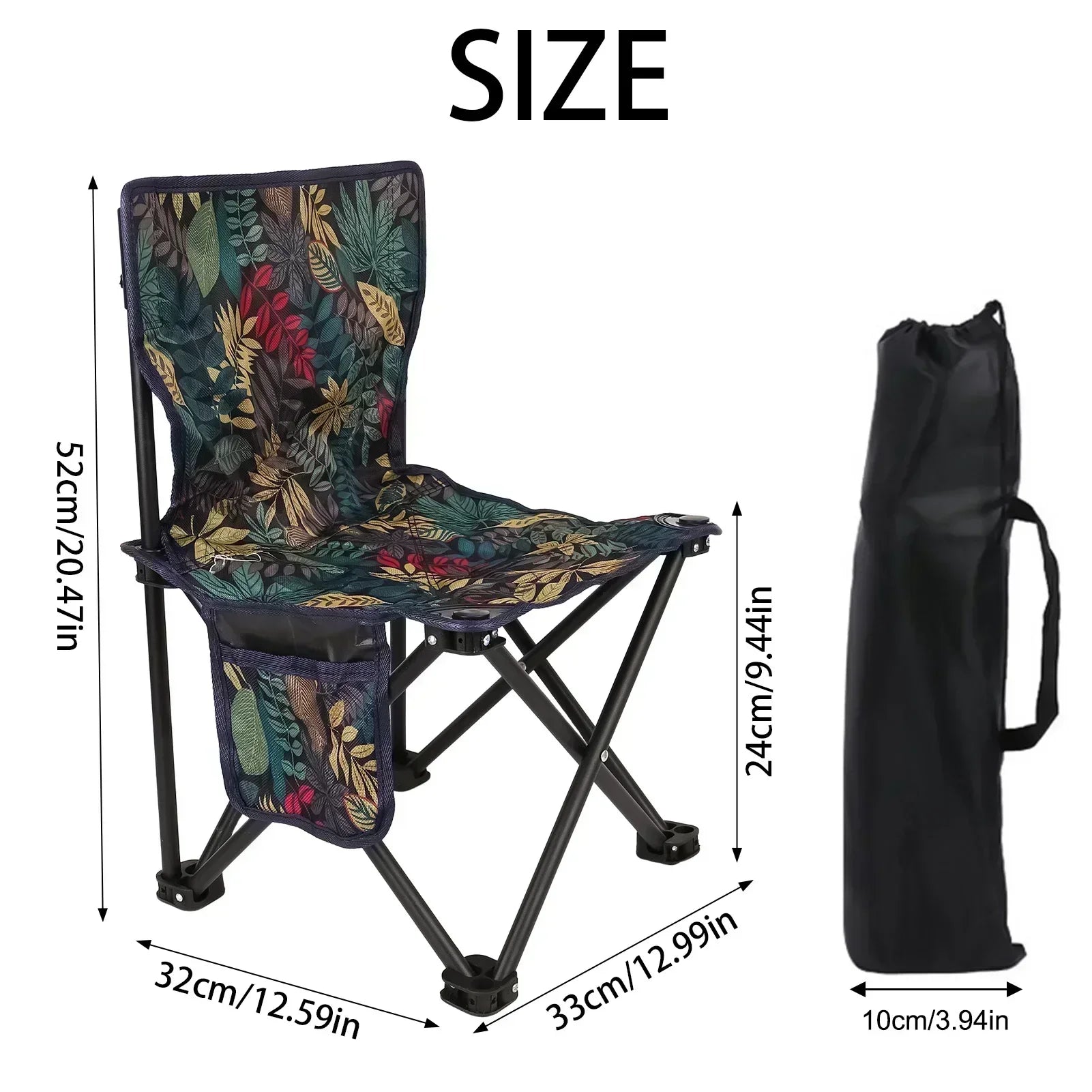 Folding Camping Chair Compact Nylon Oxford & Steel Frame