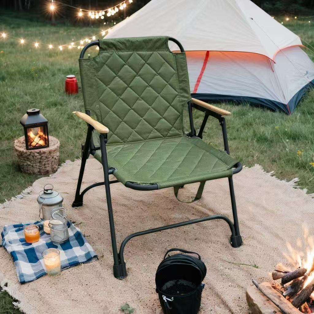 Folding Camping Chair Reinforced Frame Padded Oxford Seat