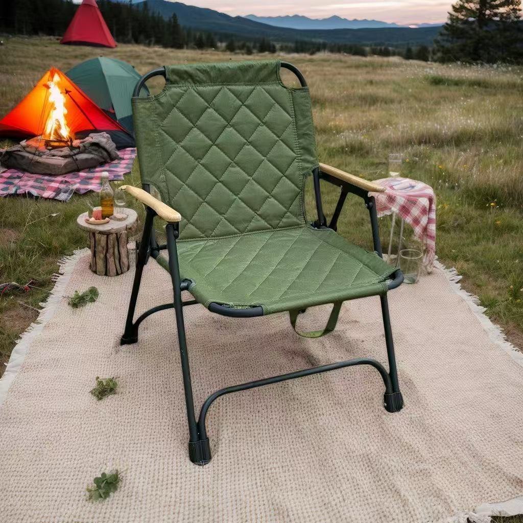 Folding Camping Chair Reinforced Frame Padded Oxford Seat