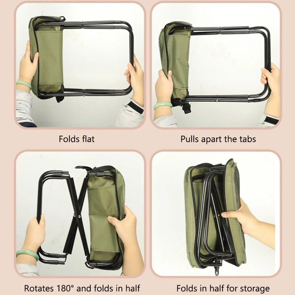 Folding Chair Backpack Waterproof Seat Ultralight Steel Frame