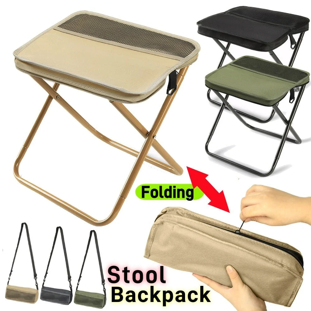 Folding Chair Backpack Waterproof Seat Ultralight Steel Frame