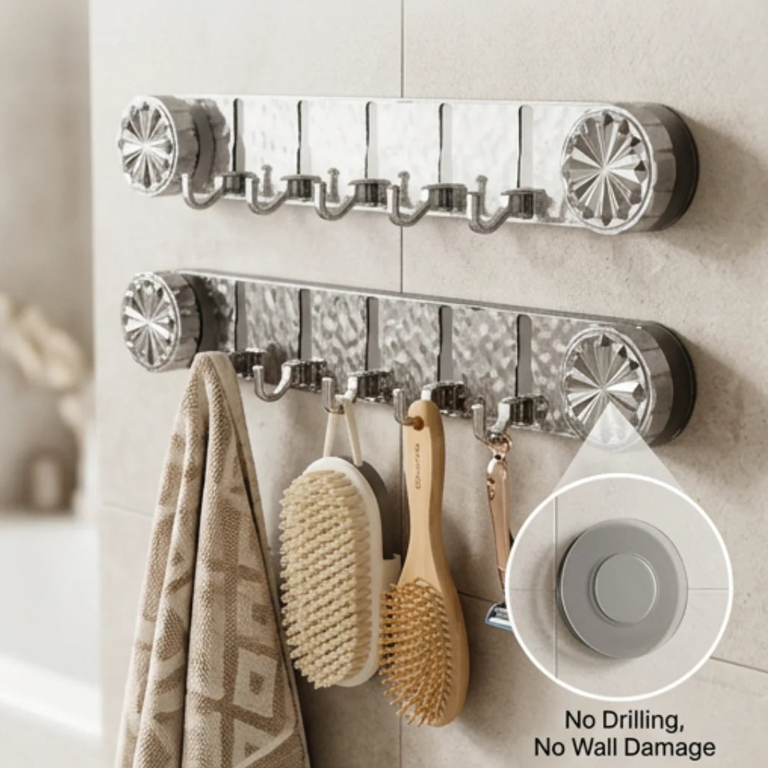 Folding Hook Rack Self-Adhesive No-Drill