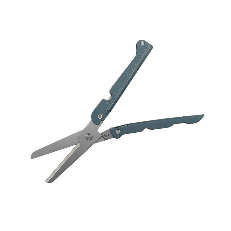 Folding Pocket Scissors Compact Stainless Steel & Built-In Ruler