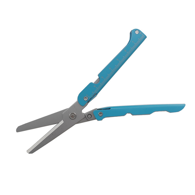 Folding Pocket Scissors Compact Stainless Steel & Built-In Ruler