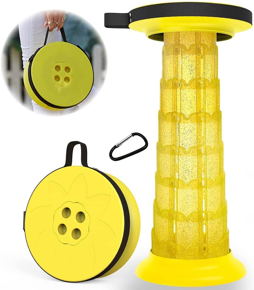 Folding Stool Telescopic Height-Adjustable 3.5-20.5 In Supports 441 Lbs