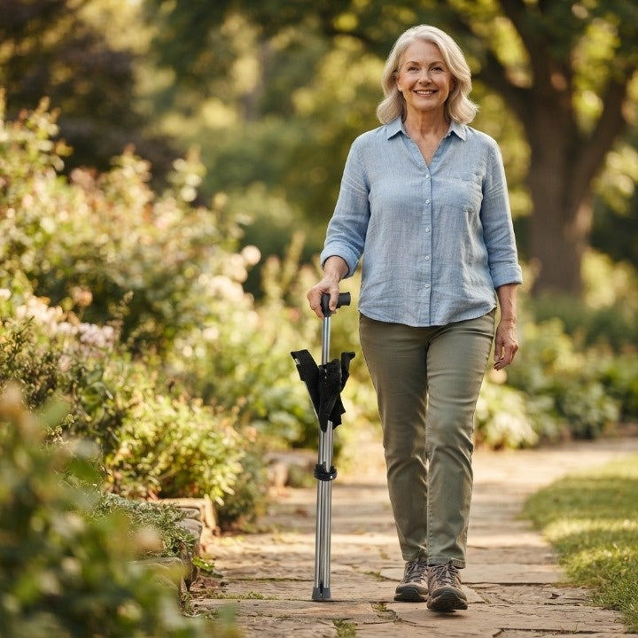 Folding Walking Cane Tripod Seat Stainless Steel 330 lb