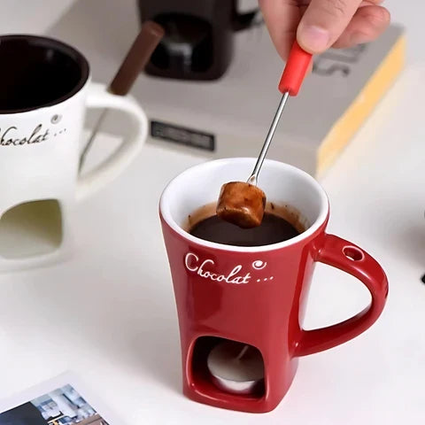 Fondue Set Tealight-Powered Ceramic Set of 2