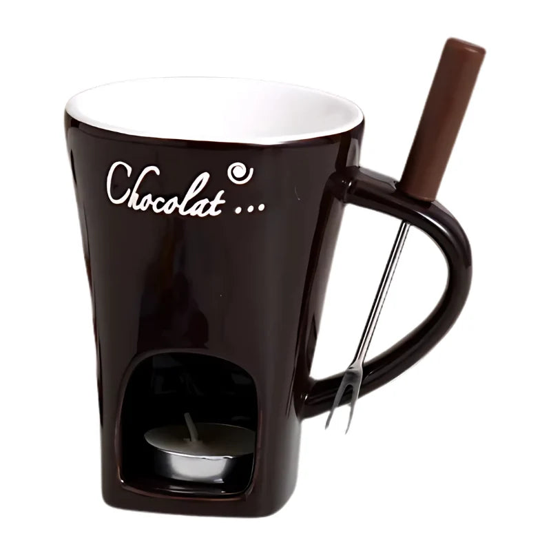 Fondue Set Tealight-Powered Ceramic Set of 2
